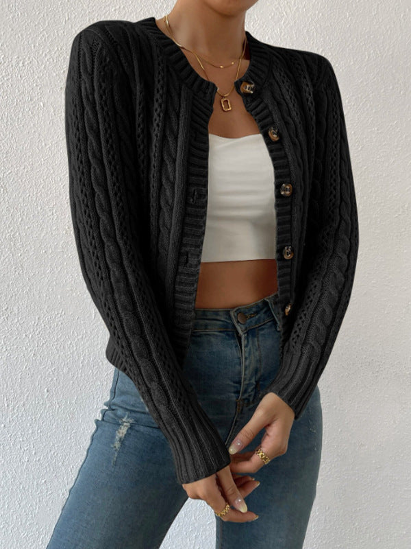 Round Neck Twist Long Sleeve Coat