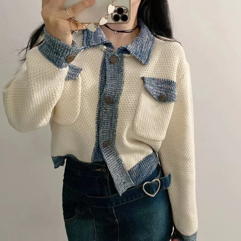 Color-contrasting Stripe Coat