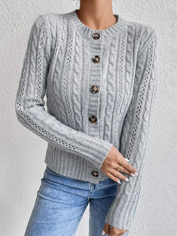Round Neck Twist Long Sleeve Coat