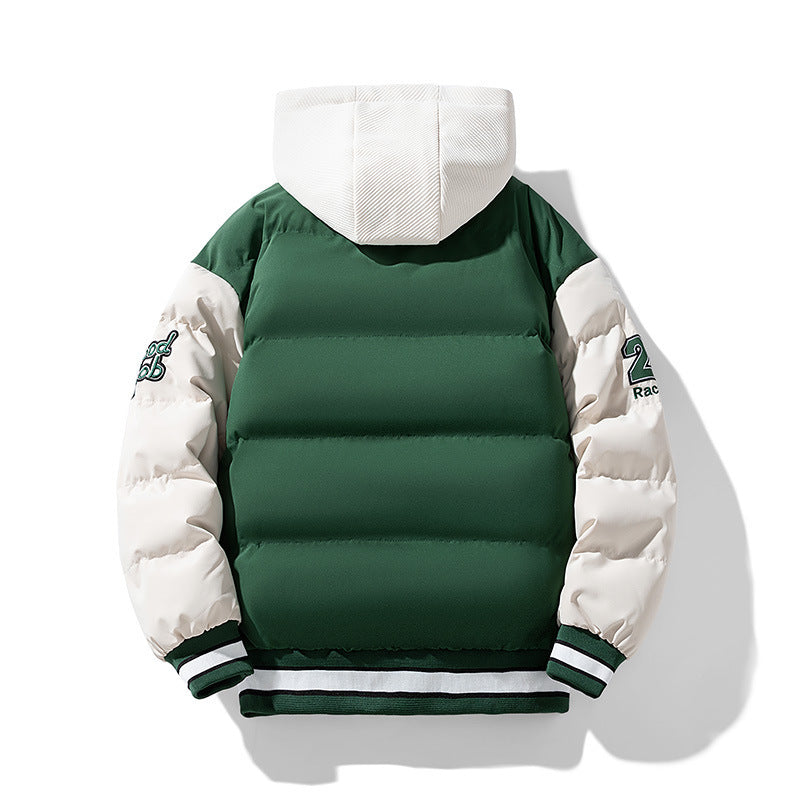 Mens Stylish Winter Faux Two-Piece Cotton Padded Jacket