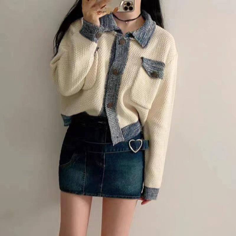 Color-contrasting Stripe Coat