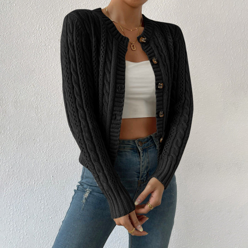 Round Neck Twist Long Sleeve Coat